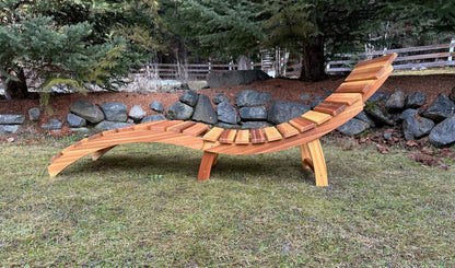 Side profile of a Western Red Cedar folding lounger
