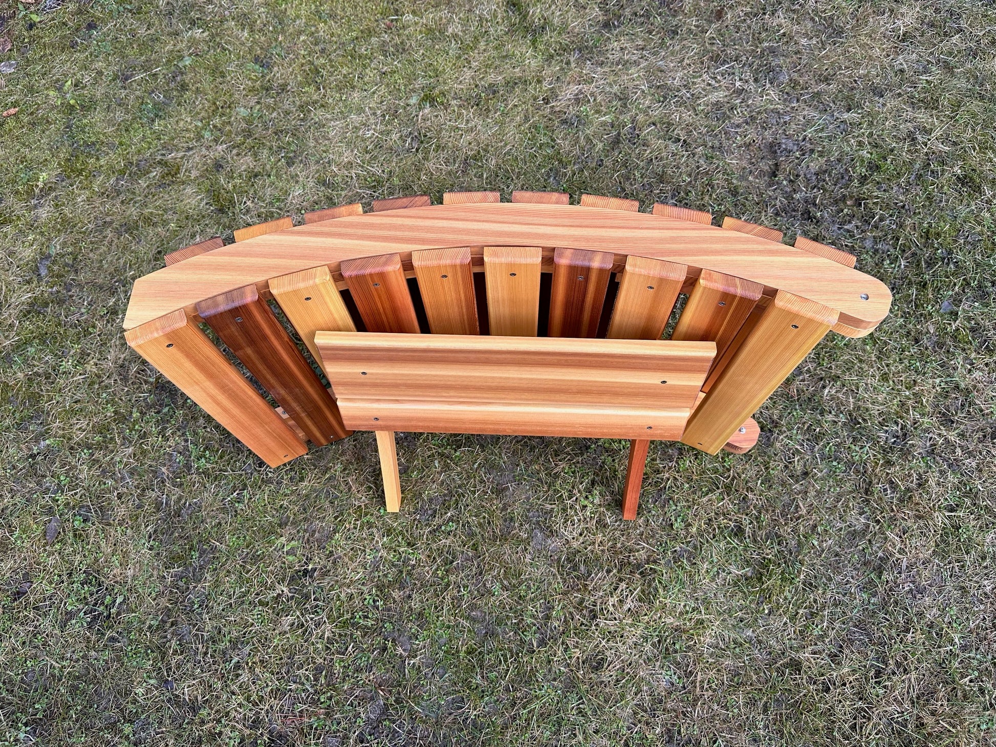 Folded Western Red Cedar lounger viewed from above